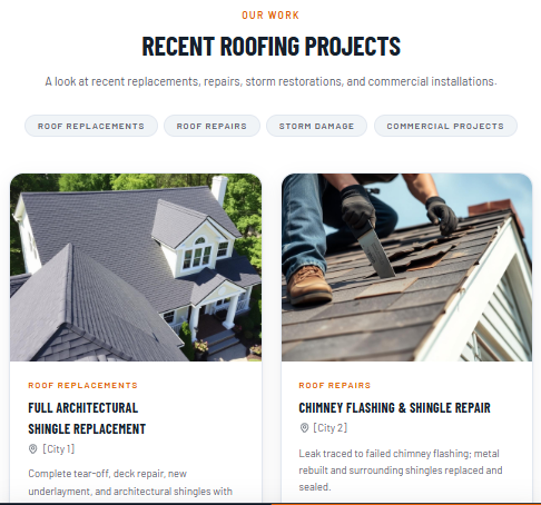 Roofing contractor — projects gallery